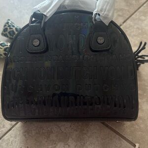 Von Dutch Embossed Black Satchel